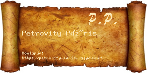 Petrovity Páris névjegykártya